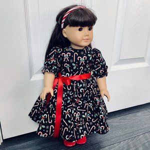 Doll Clothes Christmas Candy Cane Dress fits American Girl and 18” Dolls